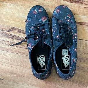 Black flower vans